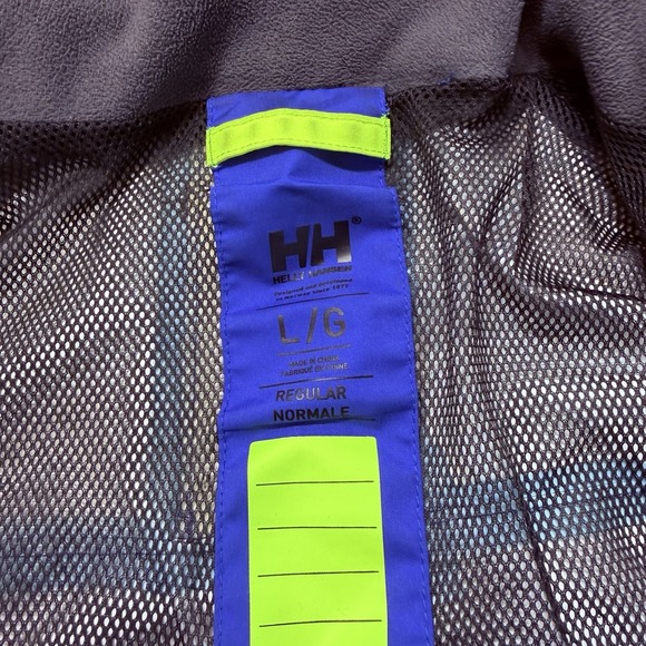 Helly Hansen Helly Tech Hooded Rain Jacket Mens Large Blue Waterproof Shell - Picture 10 of 11